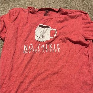 Red Graphic T-Shirt with Coffee Mug Print
